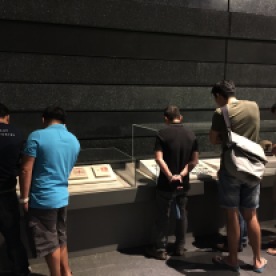 Visitors viewing exhibits from LKY's life at the National Museum