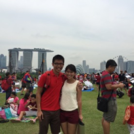 Happy us at Marina Barrage - our first time together here!